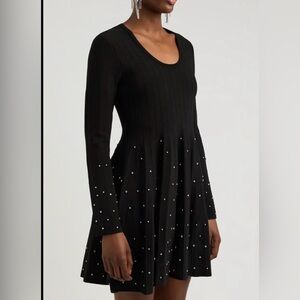 Papillon Blanc Black Pearl Embellished Knit Fit & Flare Dress XS